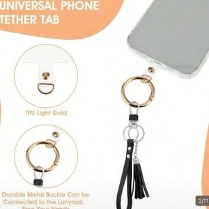 Universal Phone Tether Tab with Gold and Black Accents